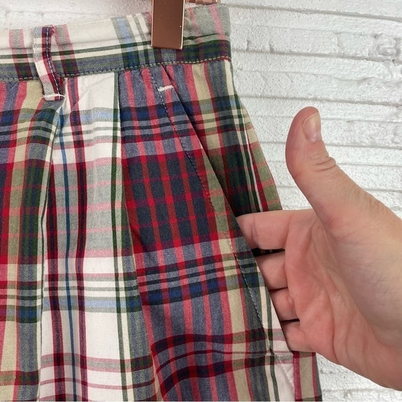 Pendleton Vintage 80s Chino Shorts Plaid Pleated High Waist Side Pockets 27 - Picture 4 of 14